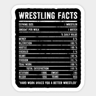 Wrestling Nutrition Facts For Wrestler Distressed Sticker